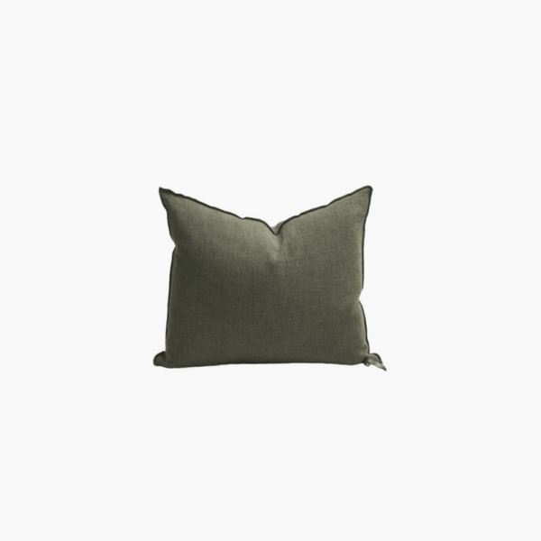 Toile de Lin Vintage Cushion, Kaki, 50 x 50 cm