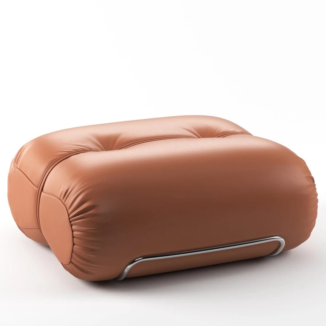 Orsola Ottoman, Polished Chrome Structure, Guarana 2006 Leather Cat (V)