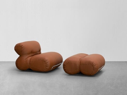 Orsola Armchair, Polished Chrome structure, Guarana 2006 Leather Cat (V)