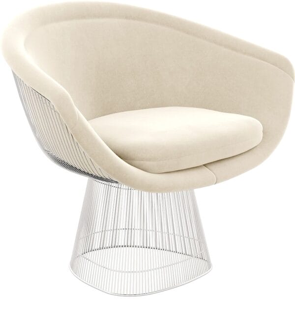 Platner Lounge Chair, Curly, Cat C, 02CU Ivory,  Polished Nickle - Image 2