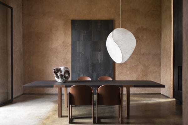 T-Table, Grey Top Walnut Legs