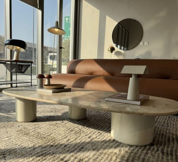 Gian & Pan Low Oval Table, Marble Top T211, Lacquered Cement base T198, L150 x D122 x H29 cm - Image 2