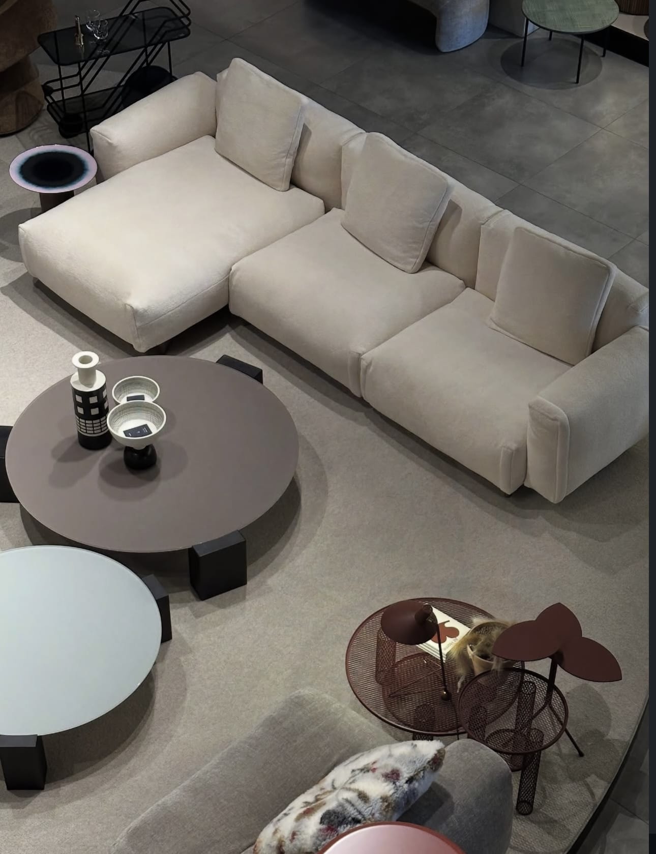 Cuadra Lateral 2 seat unit left + Chaise Longue right , Cat W, Fabric A5461 Camy Cream, Legs caffe brushed, W335 x D155 x H81