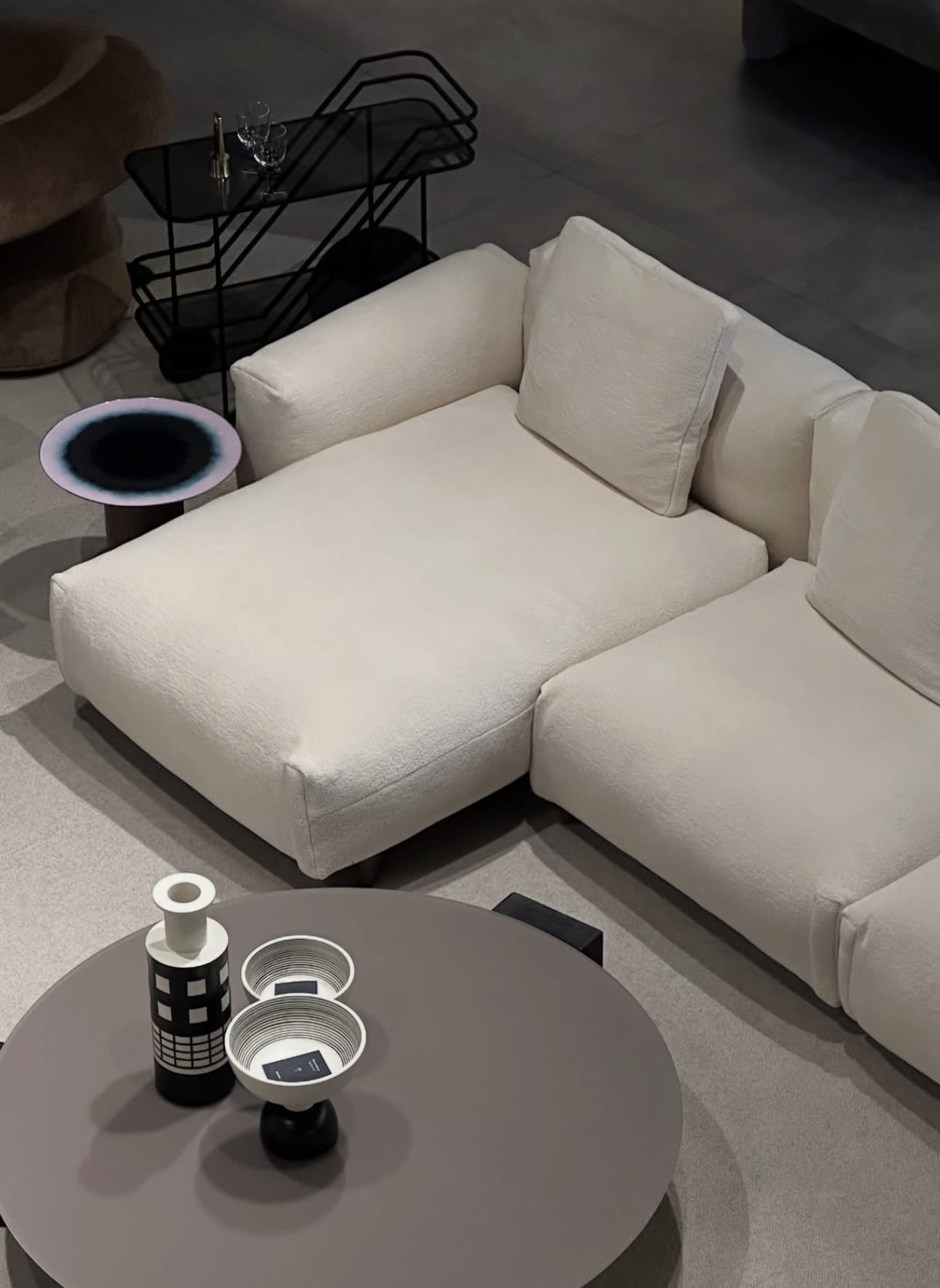 Cuadra Lateral 2 seat unit left + Chaise Longue right , Cat W, Fabric A5461 Camy Cream, Legs caffe brushed, W335 x D155 x H81 - Image 2