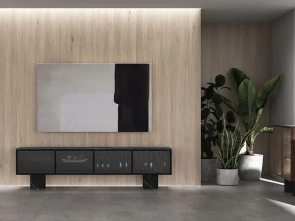 Rio 400, Top Matt Marquina Marble Top & Legs, Black Stained Walnut