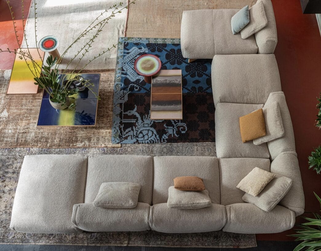 Cuadra Lateral 2 seat unit left + Chaise Longue right , Cat W, Fabric A5461 Camy Cream, Legs caffe brushed, W335 x D155 x H81 - Image 4