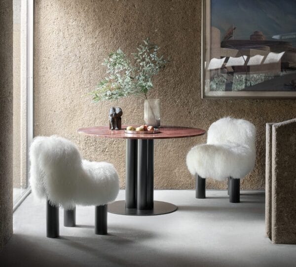 Bortolo High Armchair, Natural Fur, Black Legs, W53 x L55 x H75 cm - Image 3