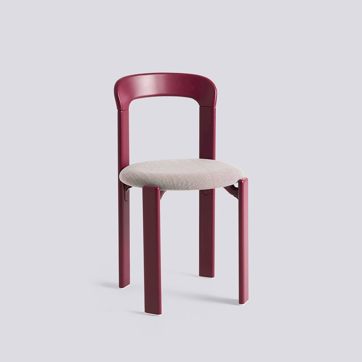 Rey Chair 4 leg base Standard glider-Grape red water-based lacquered beech Seat upholstery-Steelcut Trio-416