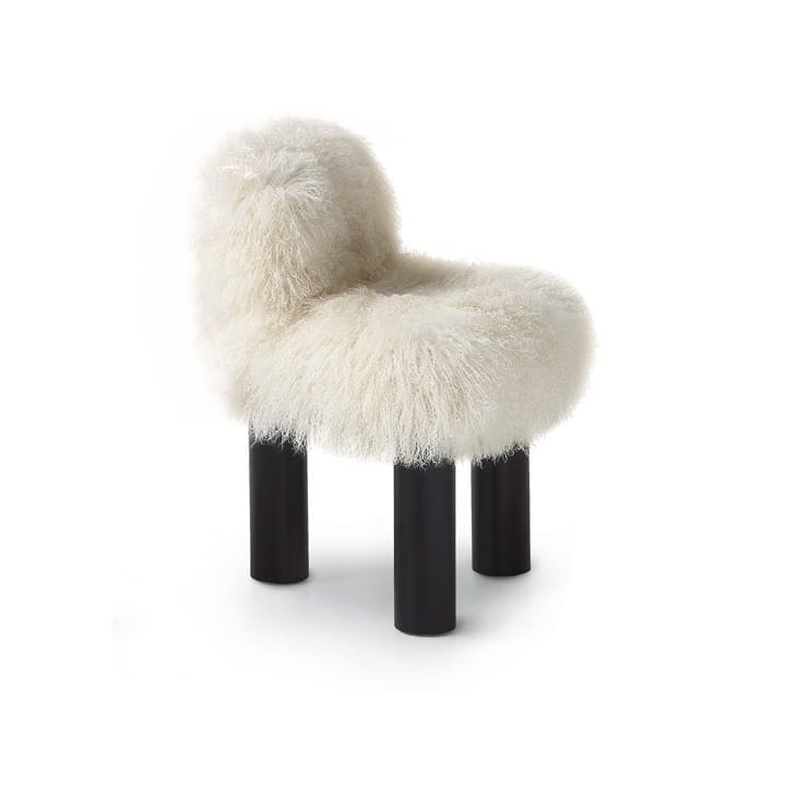 Bortolo High Armchair, Natural Fur, Black Legs, W53 x L55 x H75 cm - Image 2