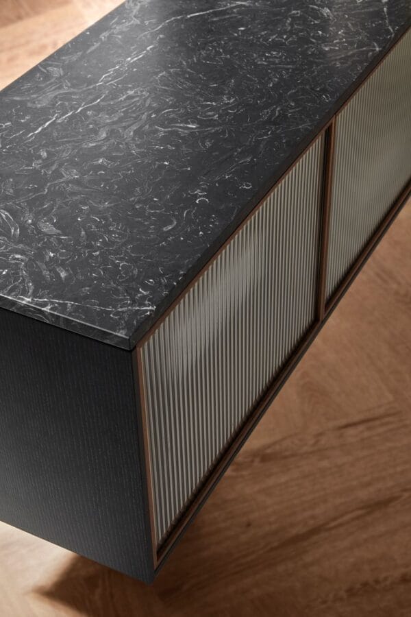 Rio 400, Top Matt Marquina Marble Top & Legs, Black Stained Walnut - Image 3