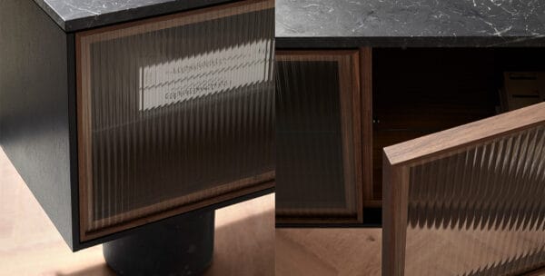 Rio 400, Top Matt Marquina Marble Top & Legs, Black Stained Walnut - Image 3