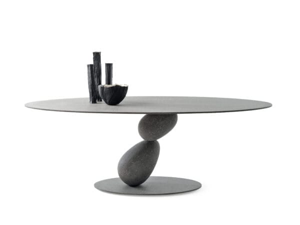 Matera Oval Table, With Metal Structure And MDF Top - Image 2