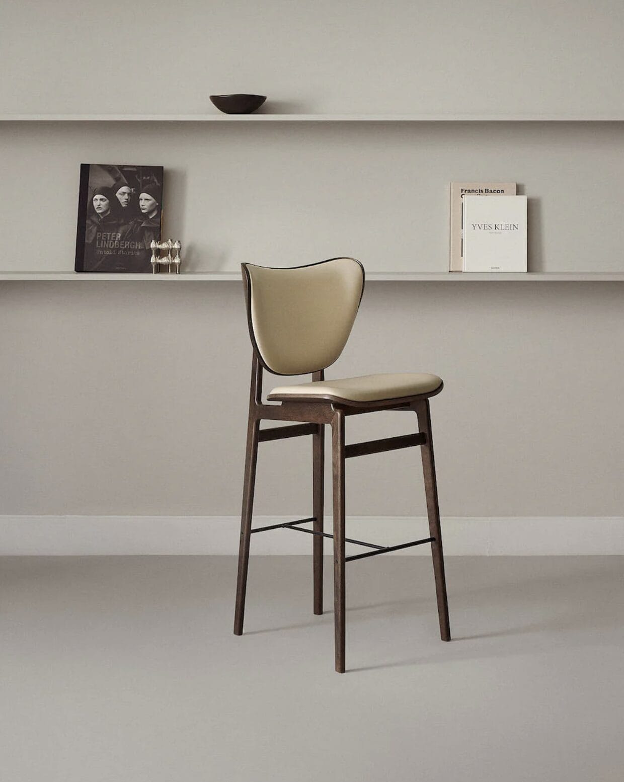 Elephant Bar Stool, H75cm, Dark Smoked Oak,  Front Upholstery, Grain 61229