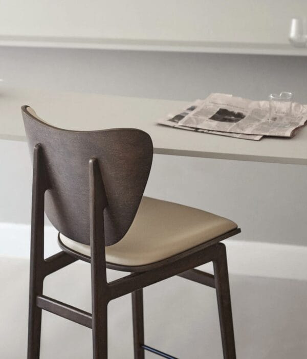 Elephant Bar Stool, H75cm, Dark Smoked Oak,  Front Upholstery, Grain 61229 - Image 3