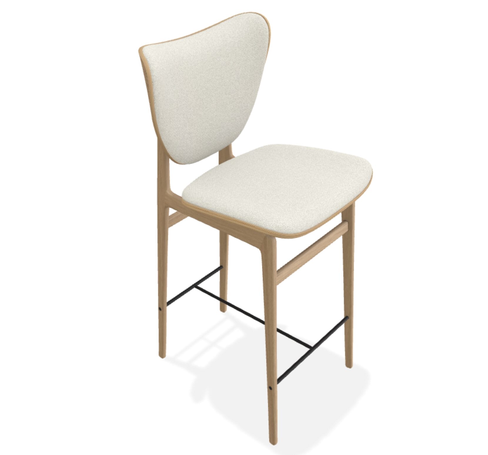 Elephant Bar Stool, H75cm, Natural Oak, Front Upholstery, Grain 61252