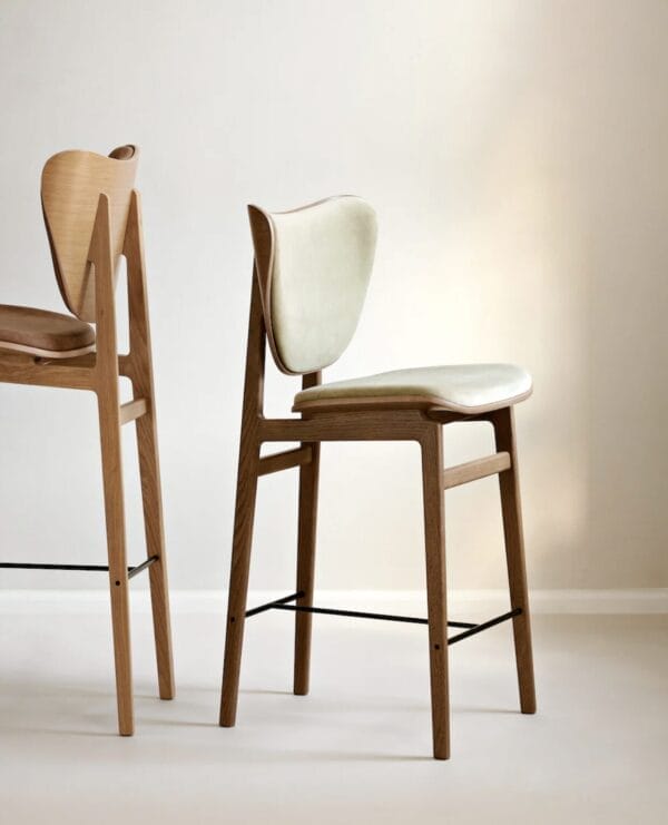 Elephant Bar Stool, H75cm, Natural Oak,  Front Upholstery, Grain 61252