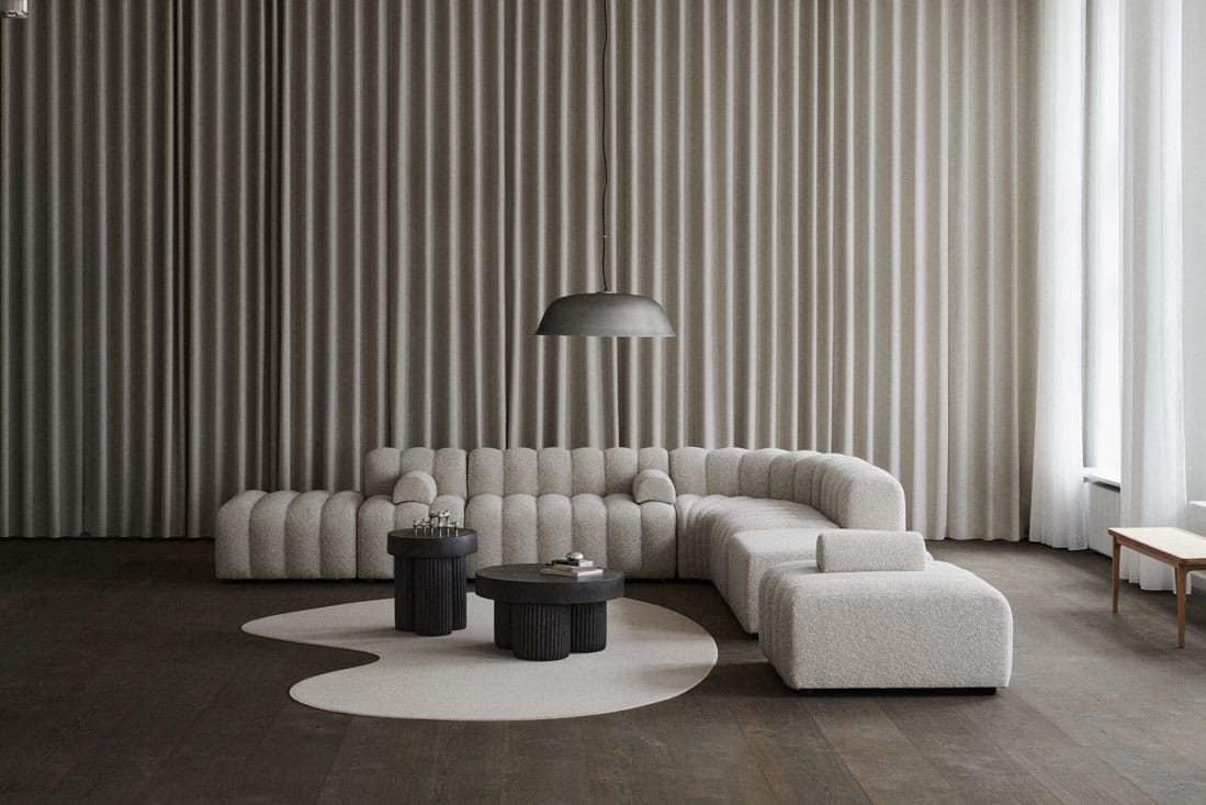 Studio Sofa - Setup 4 + Ottoman, Barnum Col 03, W230 x L270 cm