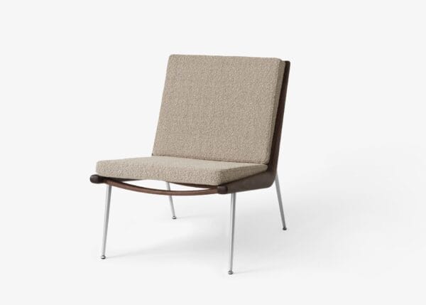 Boomerang HM1 chair, Walnut Stainless Steel,  Karakorum 003, W61 x D79 x H80 cm - Image 2