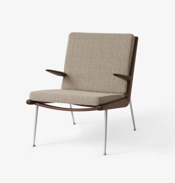 Boomerang HM2 chair, Walnut Stainless Steel,  Karakorum 003, W69 x D79 x H80 cm - Image 2