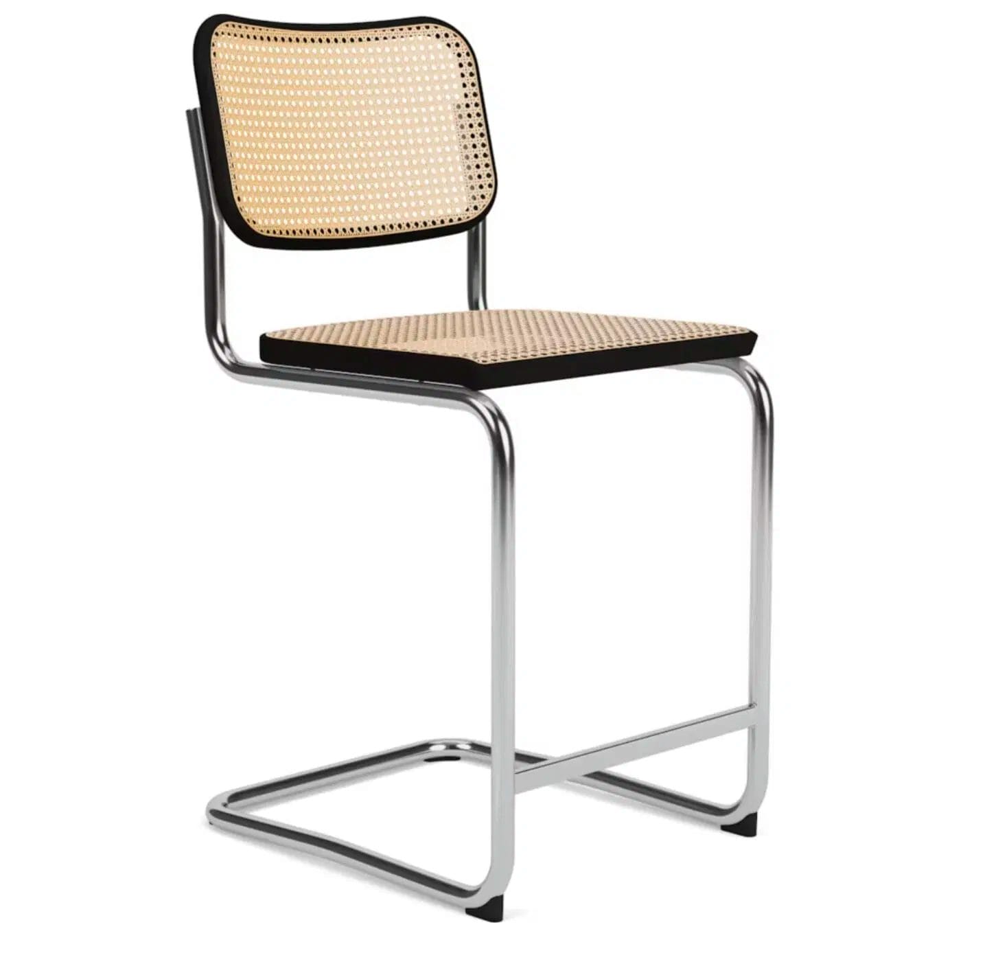 Cesca Bar Stool Black matt painting, machine woven cane inserts H71cm