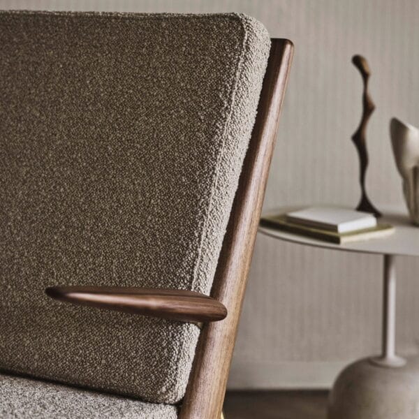 Boomerang HM2 chair, Walnut Stainless Steel,  Karakorum 003, W69 x D79 x H80 cm