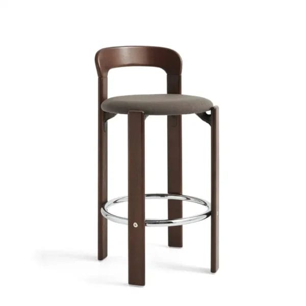 Rey Bar Stool Low Seat Upholstery Colour & Finish: Umber brown water-based lacquered beech
