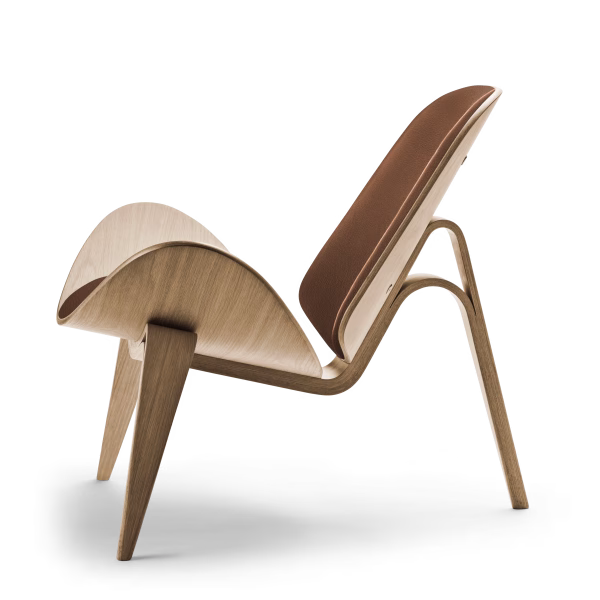 CH07 Shell Chair, Oak Oil,  Leather Thor 307, Group B, W92 x D82 x H74 x Seat H35 cm - Image 3