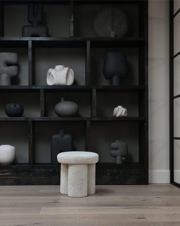 Big Foot Stool - Sandshell (Sheepskin) Merino Sheepskin from New Zealand