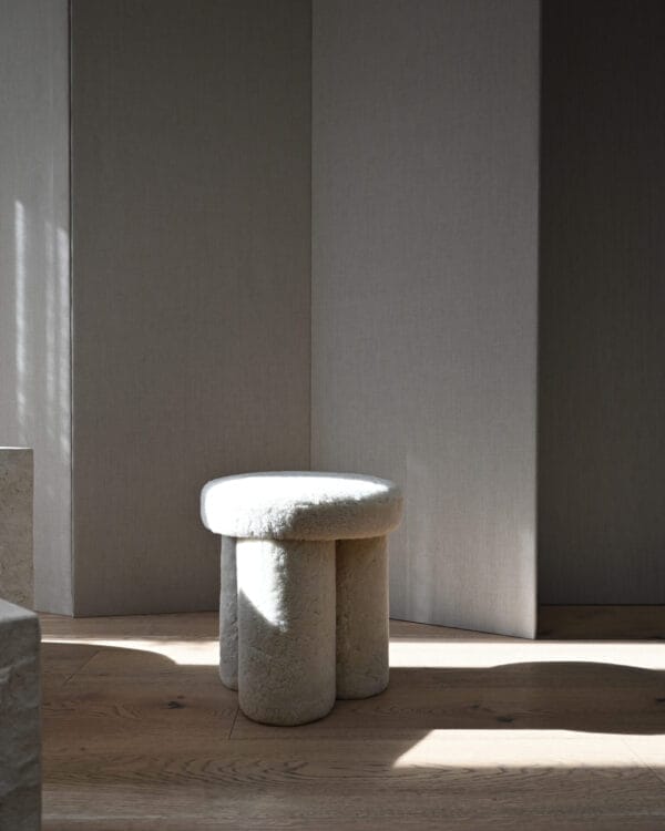 Big Foot Stool - Sandshell (Sheepskin) Merino Sheepskin from New Zealand - Image 3