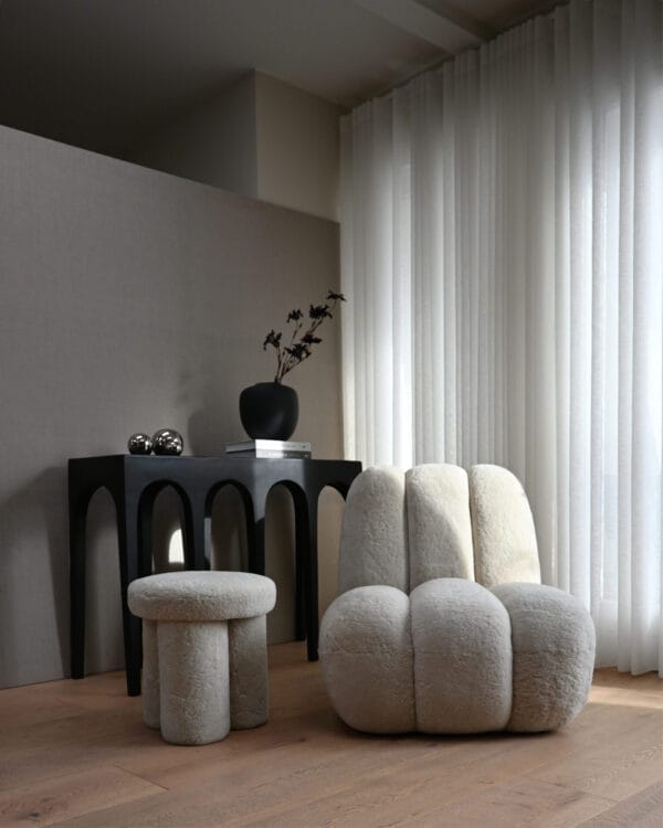 Big Foot Stool - Sandshell (Sheepskin) Merino Sheepskin from New Zealand - Image 4
