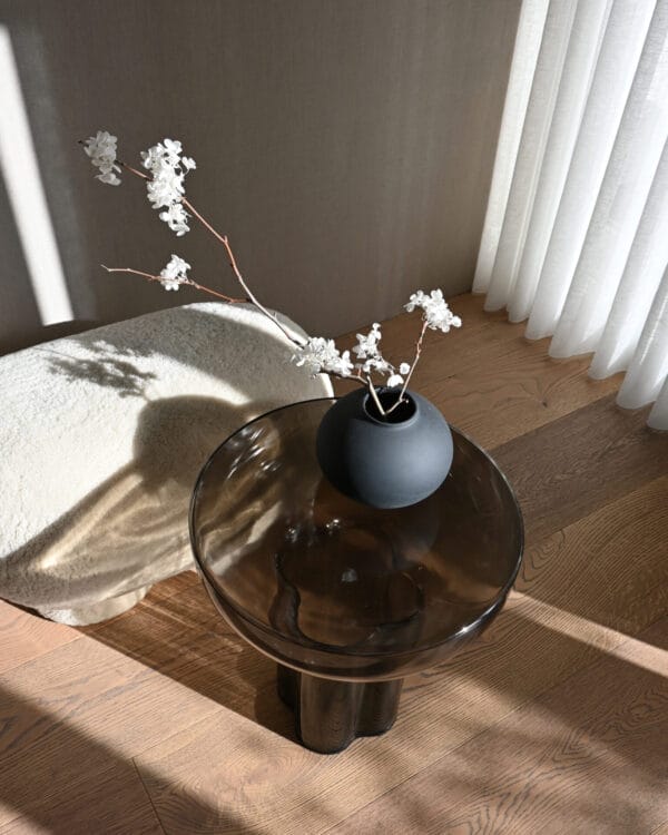 Crown Table, Tall - Smoked Forest Mouth-Blown Glass - Image 4