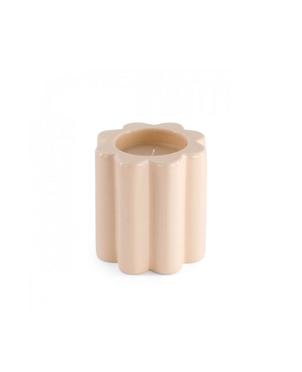 Candela Wood fire scented candle, vegetable wax, creamy white, ceramic H10 x Ø11cm - Image 4