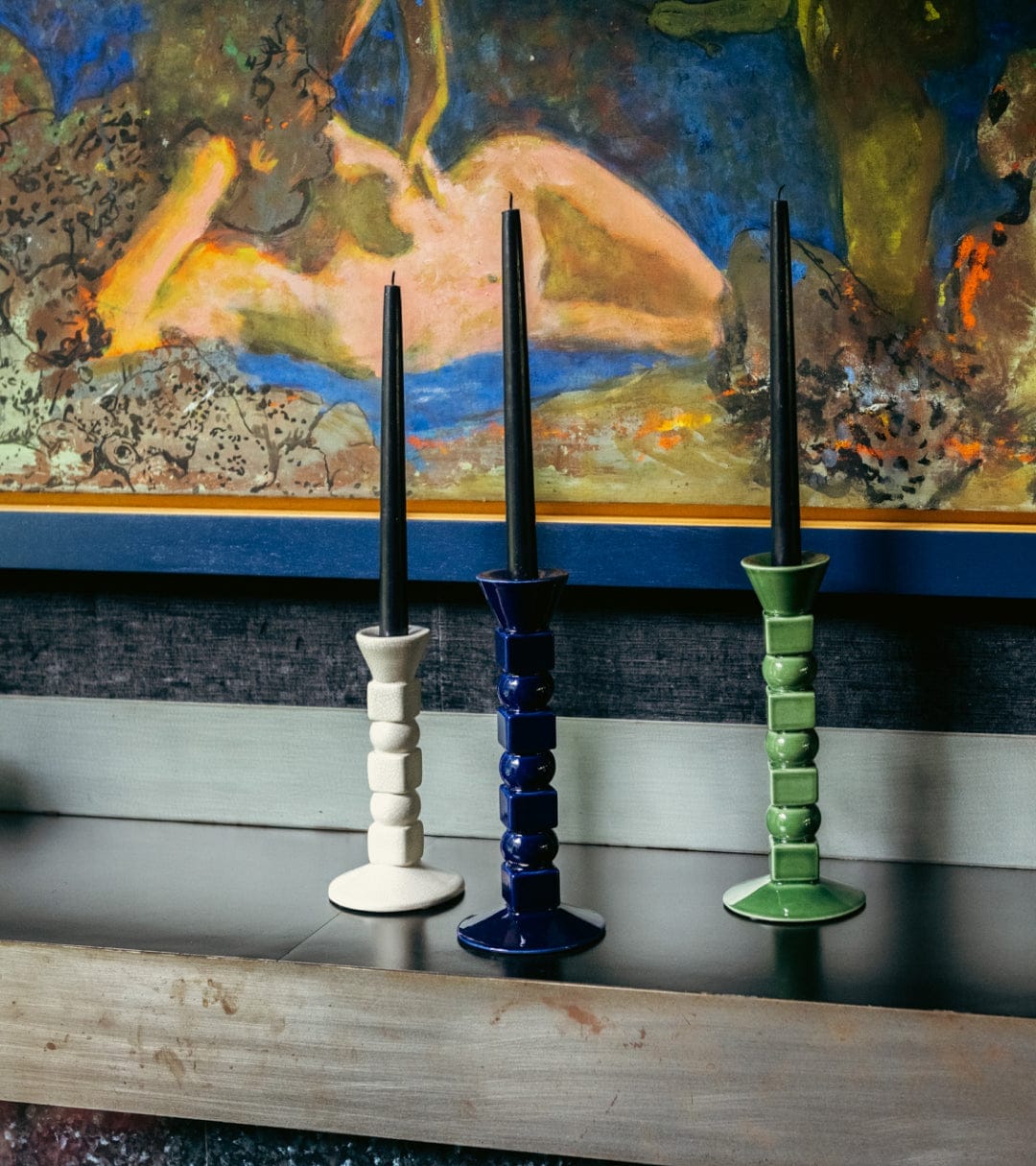 Anna Small cream-white ceramic candle holder H20 x Ø10cm - Image 3