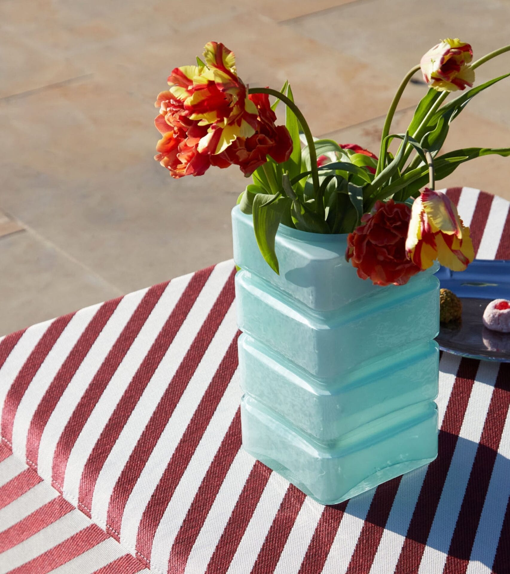 Donna Minty blue opaline glass vase 14x14x H29cm