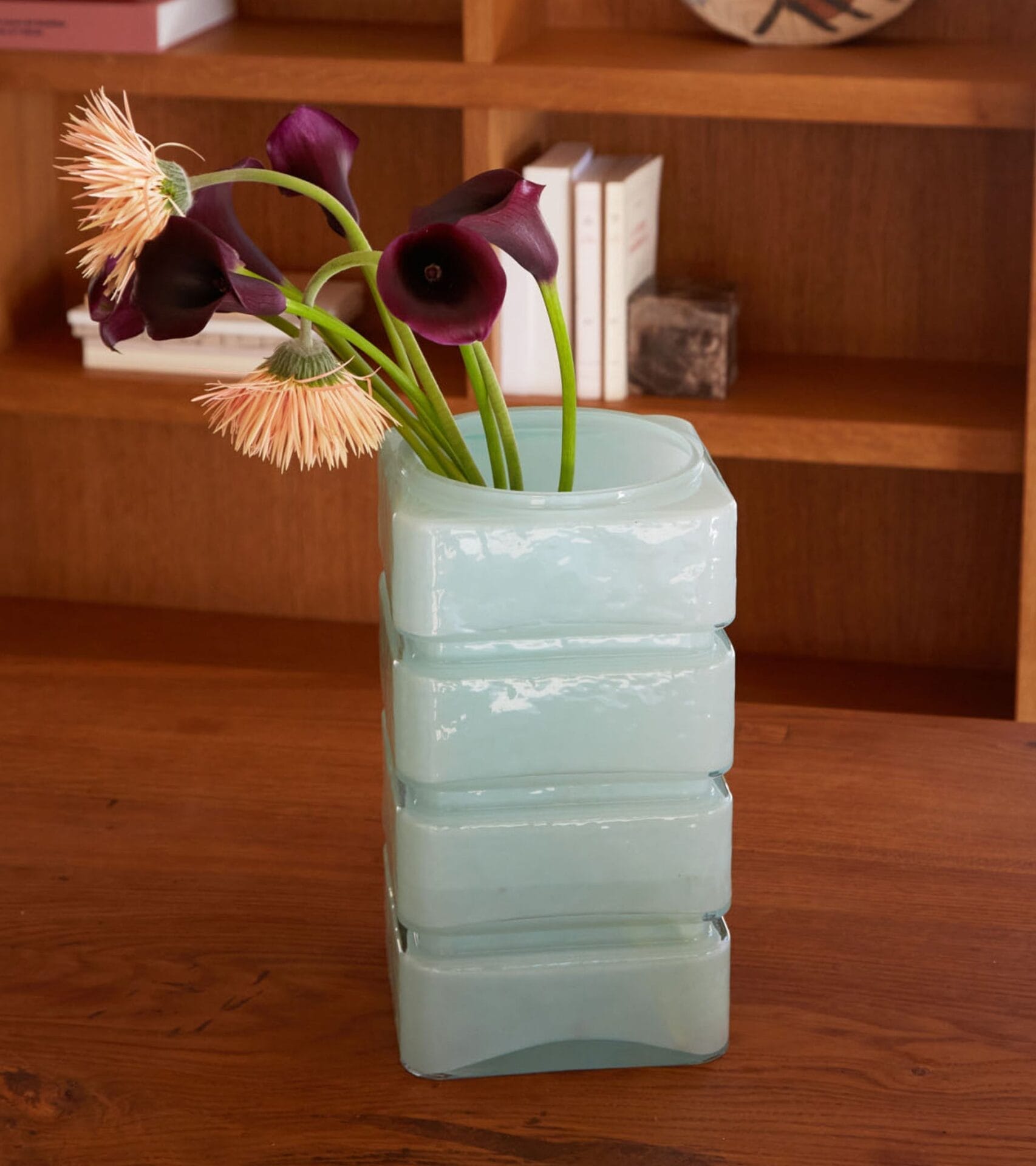 Donna Minty blue opaline glass vase 14x14x H29cm - Image 3