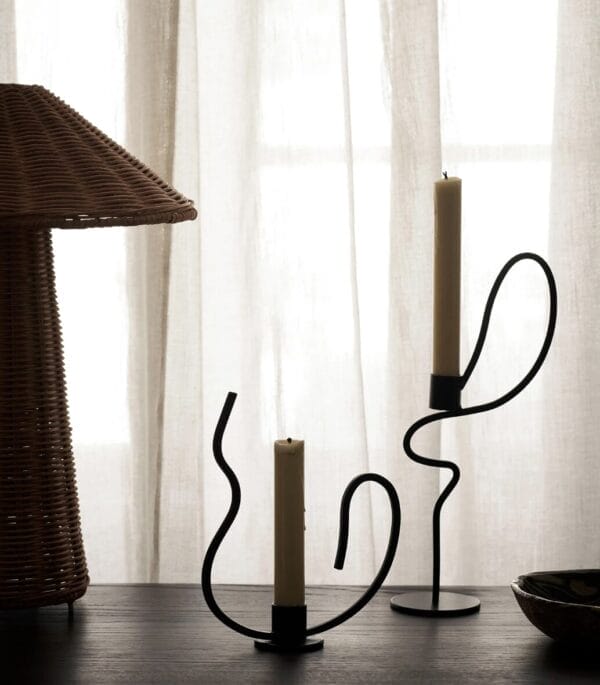 Valse Candle Holder, High, Black