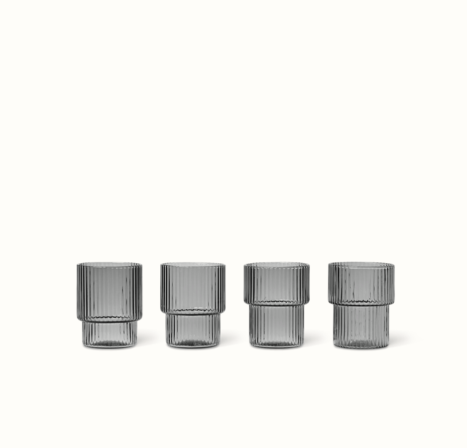 Ripple Small Glasses – Set of 4 – Smoked Grey