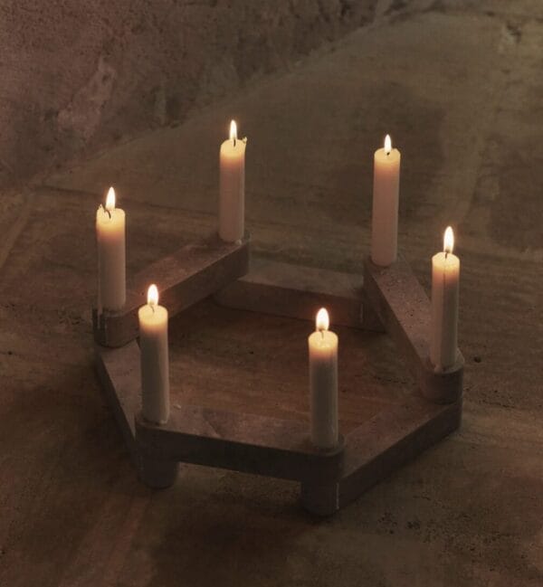 Newel Modular Candle Holder - Set of 6, Travertine