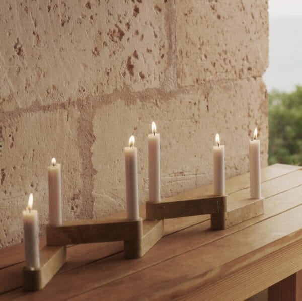 Newel Modular Candle Holder - Set of 6, Travertine - Image 2
