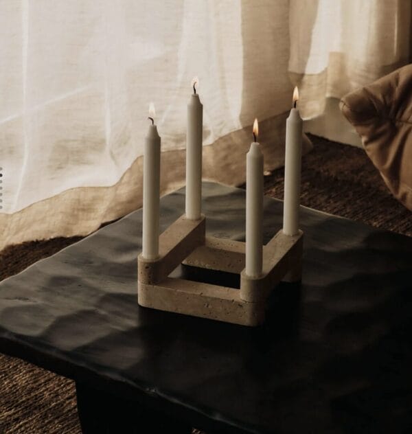 Newel Modular Candle Holder - Set of 6, Travertine - Image 3