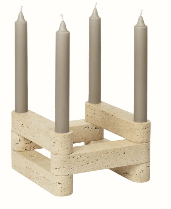 Newel Modular Candle Holder - Set of 6, Travertine - Image 4