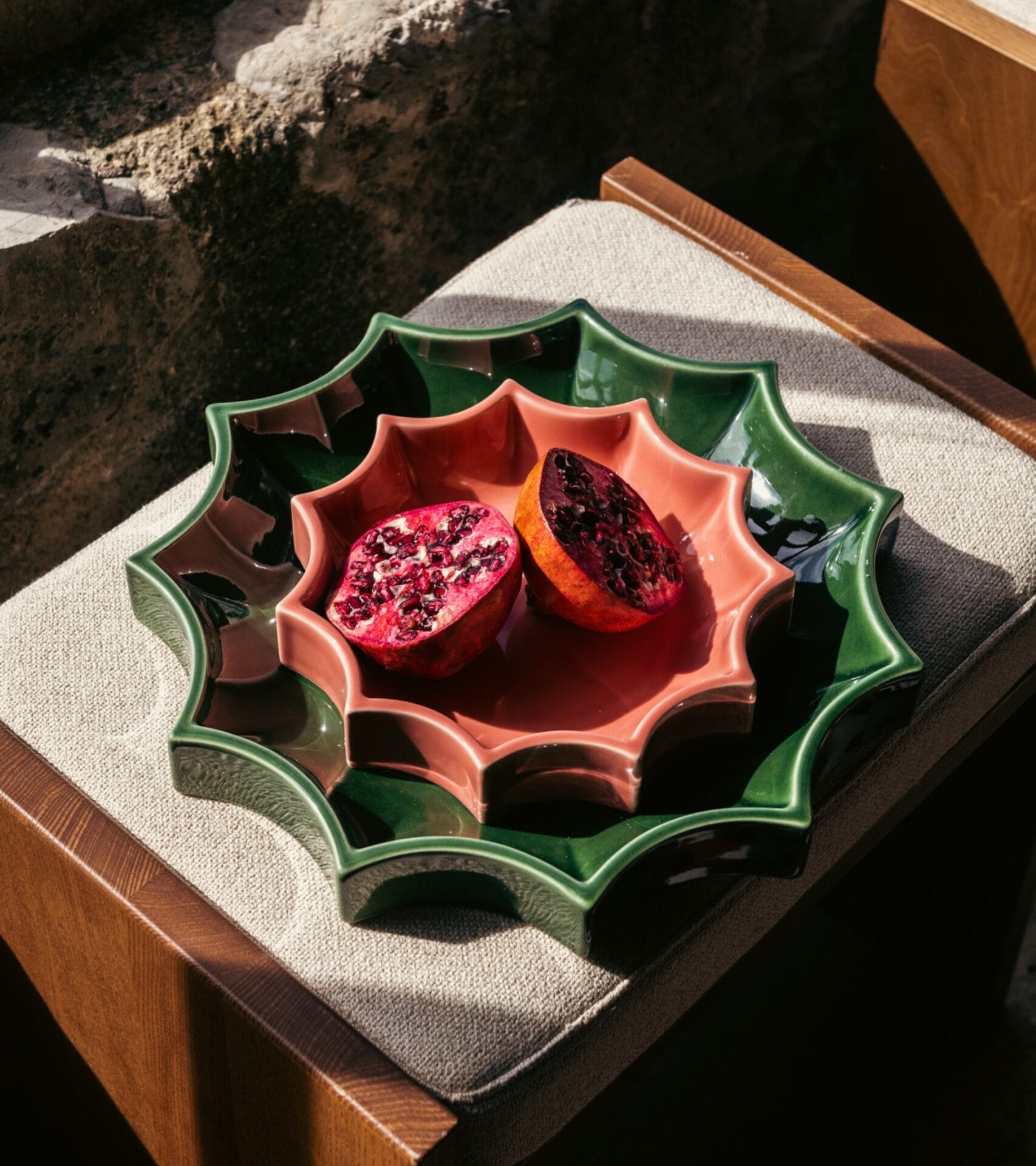 Tasca Large green ceramic pocket emptier Ø34 cm