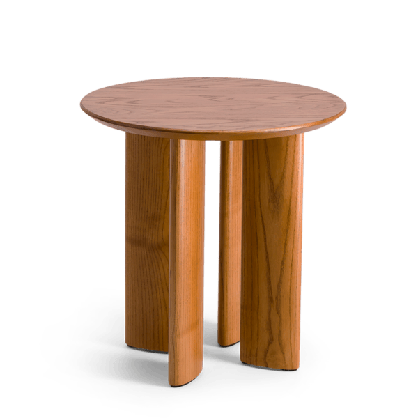 Carlotta ash side table with iroko finish Ø50 x H50cm - Image 4