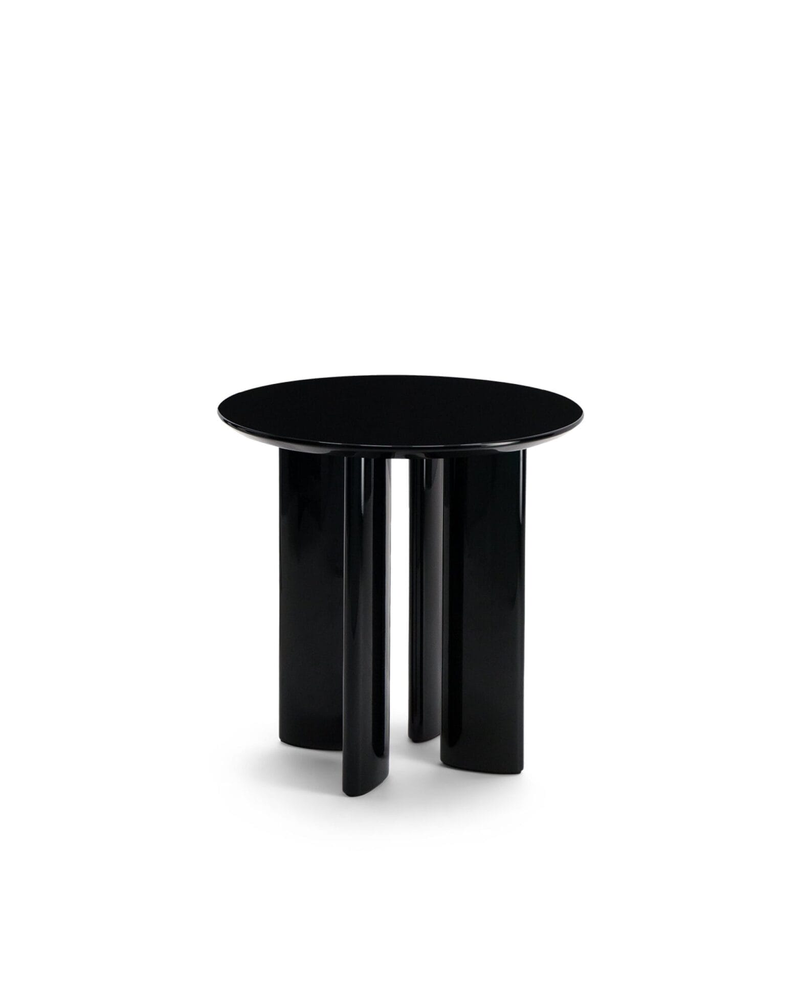 Carlotta black lacquered beech wood side table Ø50 x H50cm - Image 4