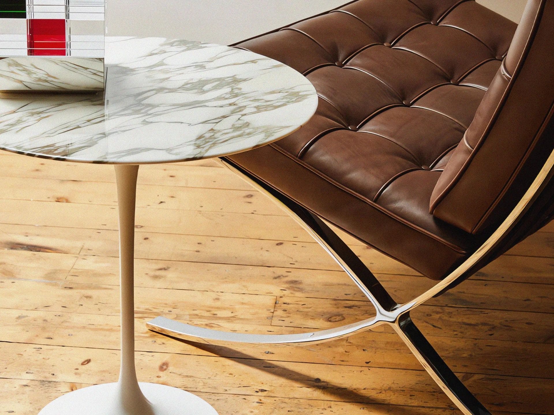 Saarinen Side Table, White Rilsan Base, Marble Arabescato, white with grey veining, Ø41, H51 cm - Image 2