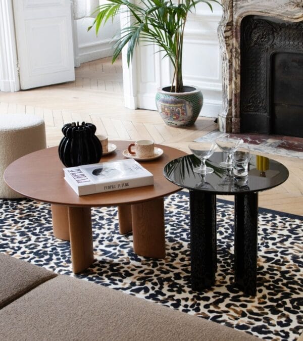 Carlotta black lacquered beech wood side table Ø50 x H50cm - Image 2