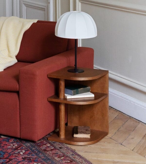 Opera Straight side table in ash with iroko finish, Left side D35x32xH47cm - Image 5