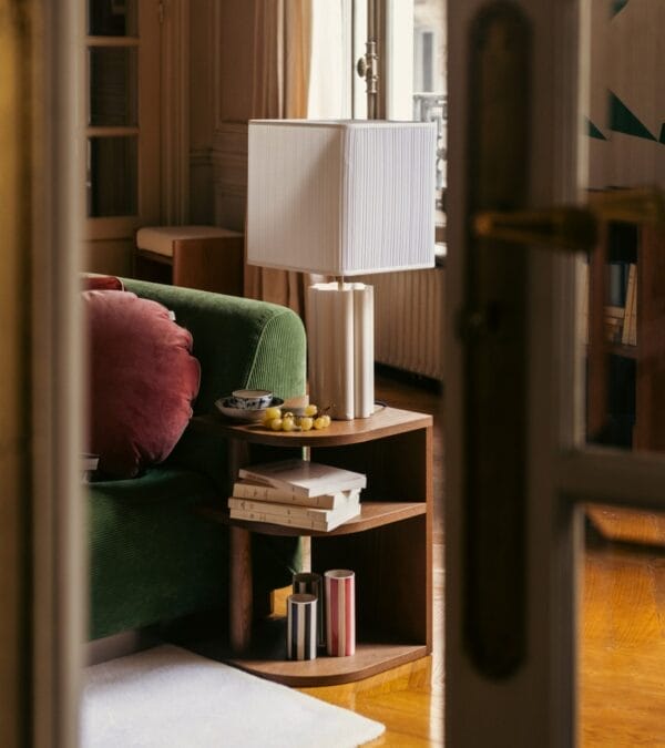 Opera Straight side table in ash with iroko finish, Left side D35x32xH47cm - Image 3