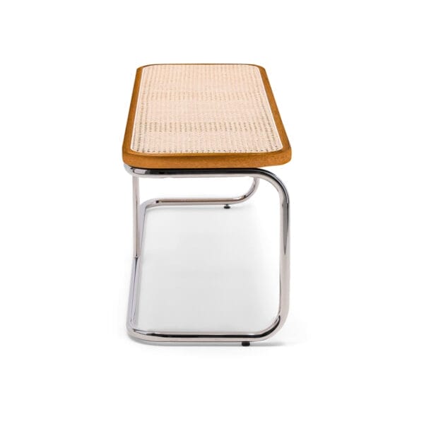 Panchina Brown, natural cane and chromed metal bench L120 x W40 x H45 cm - Image 7