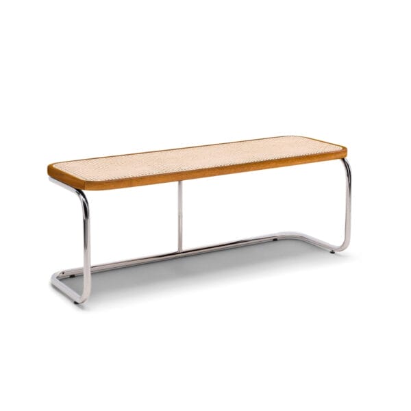 Panchina Brown, natural cane and chromed metal bench L120 x W40 x H45 cm - Image 6